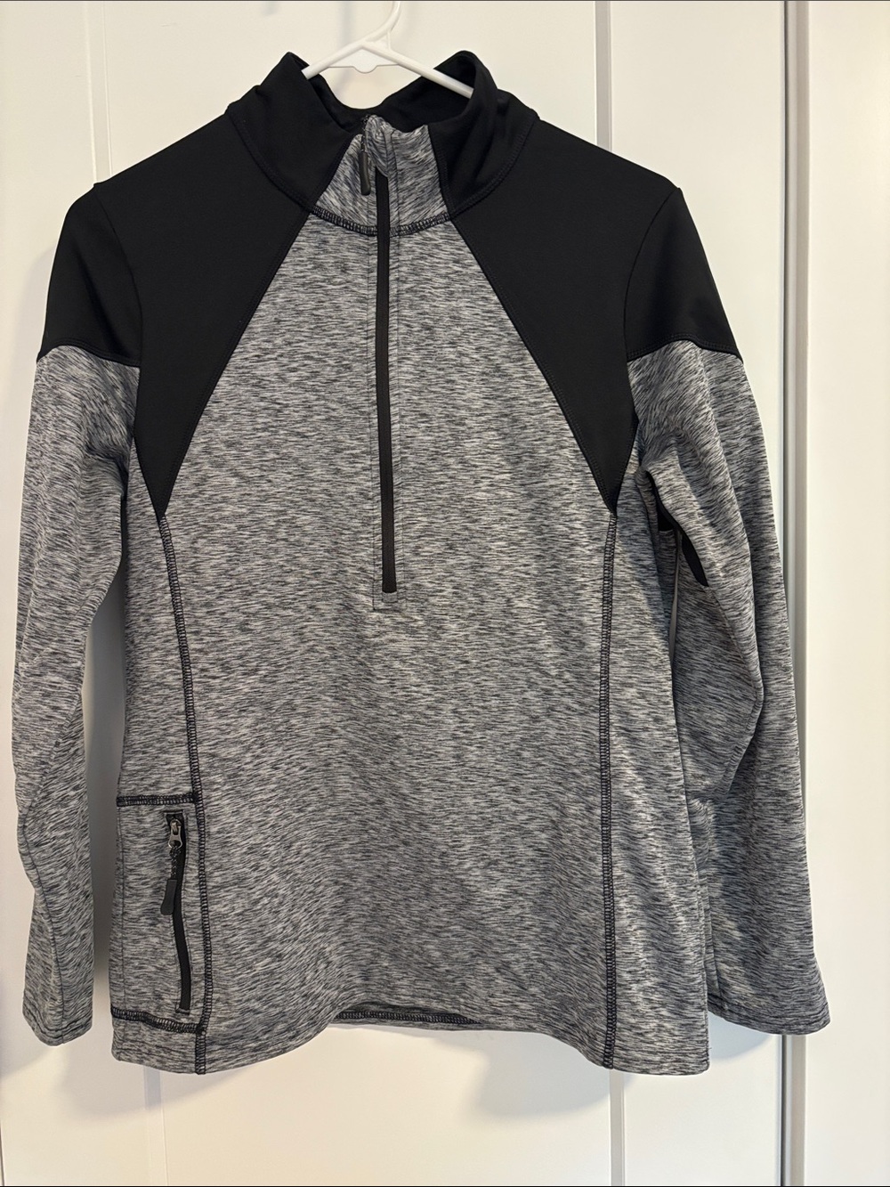 Eddie Bauer Gray Heather & Black Quarter-Zip Pullover